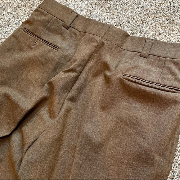 Vintage Hart Schaffner & Marx Men’s Brown Cuffed Office Work Dress Slacks Pants - Picture 6 of 7